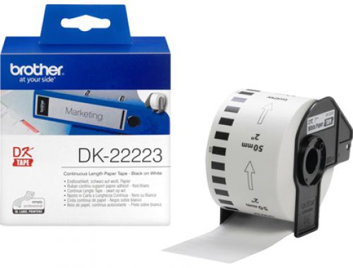 Etiquetas continuas brother dk22223 branco 50mm x 30,48mt papel termico removvel , Brother , 154047 , 4977766654982